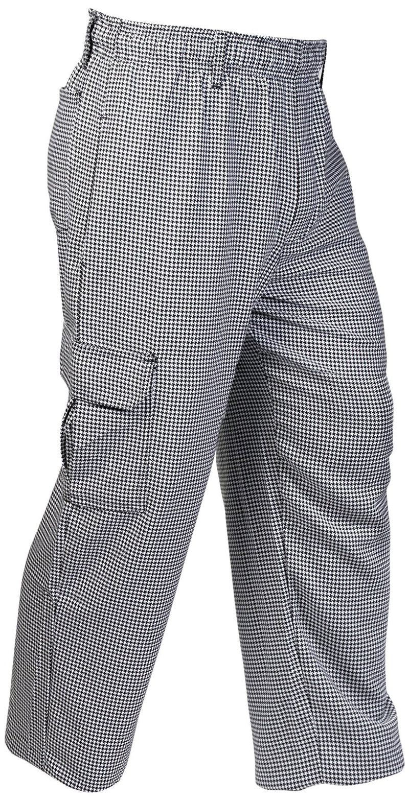 Mercer Culinary M61051HT1X Genesis Men's Chef Cargo Pant in Hounds Tooth, X-Large, Black/White