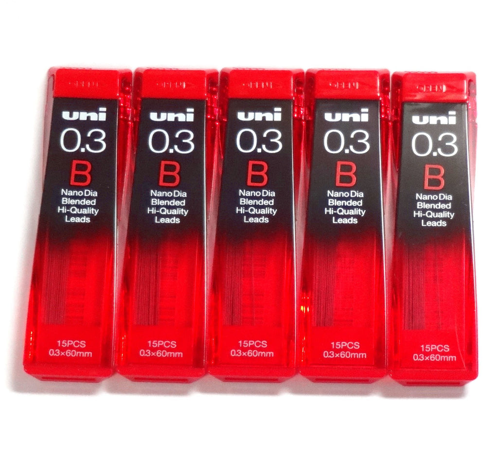 Uni NanoDia Low-Wear Pencil Leads 0.3 mm B, 15 Leads X 5 Pack/total 75 Leads (Japan Import) [Komainu-Dou Original Package]