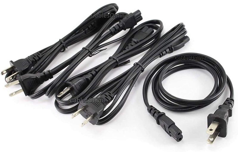 CablesOnline, 5-Pack 3ft 2-Prong Figure-8 Replacement Non-Polarized Computer Power Cord Cable, (PC-10703-5)