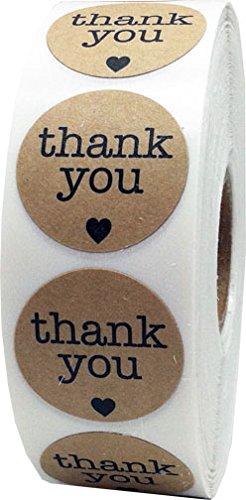 Natural Kraft Thank You Stickers with Hearts Appreciation Labels 1 Inch 500 Adhesive Stickers