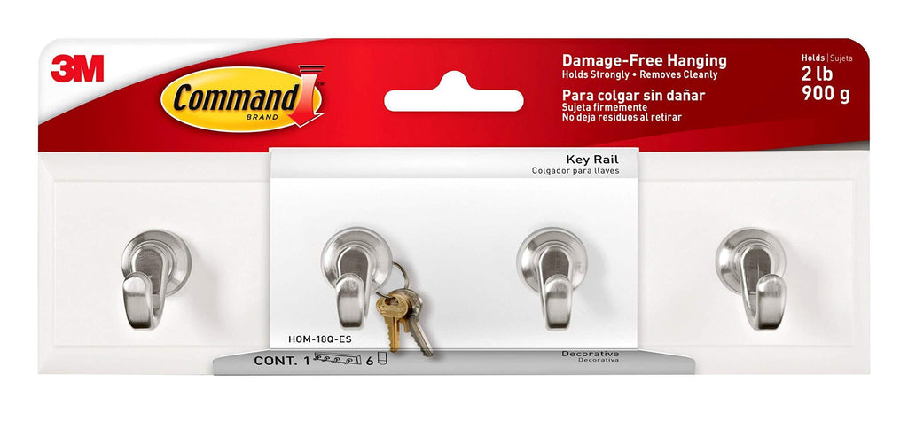 Command Key Rail, Quartz, 1-Rail, 6-Strips, Organize Damage-Free