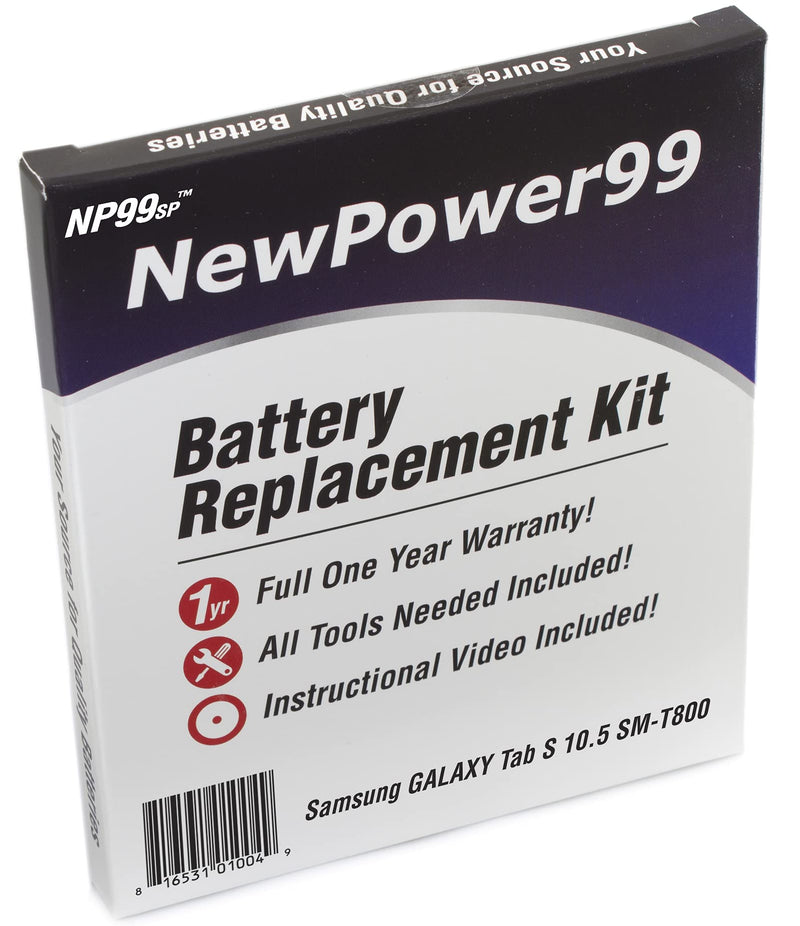 NewPower99 Battery Kit with Battery, Video and Tools for Samsung Galaxy Tab S 10.5 SM-T800