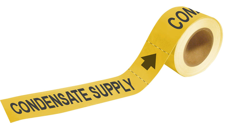 Brady 20419 Economy Pipe Markers-to-Go, B-736, 1" Height X 8" Width, Black on Yellow Self-Sticking - Plastic Film, Legend"Condensate Supply"