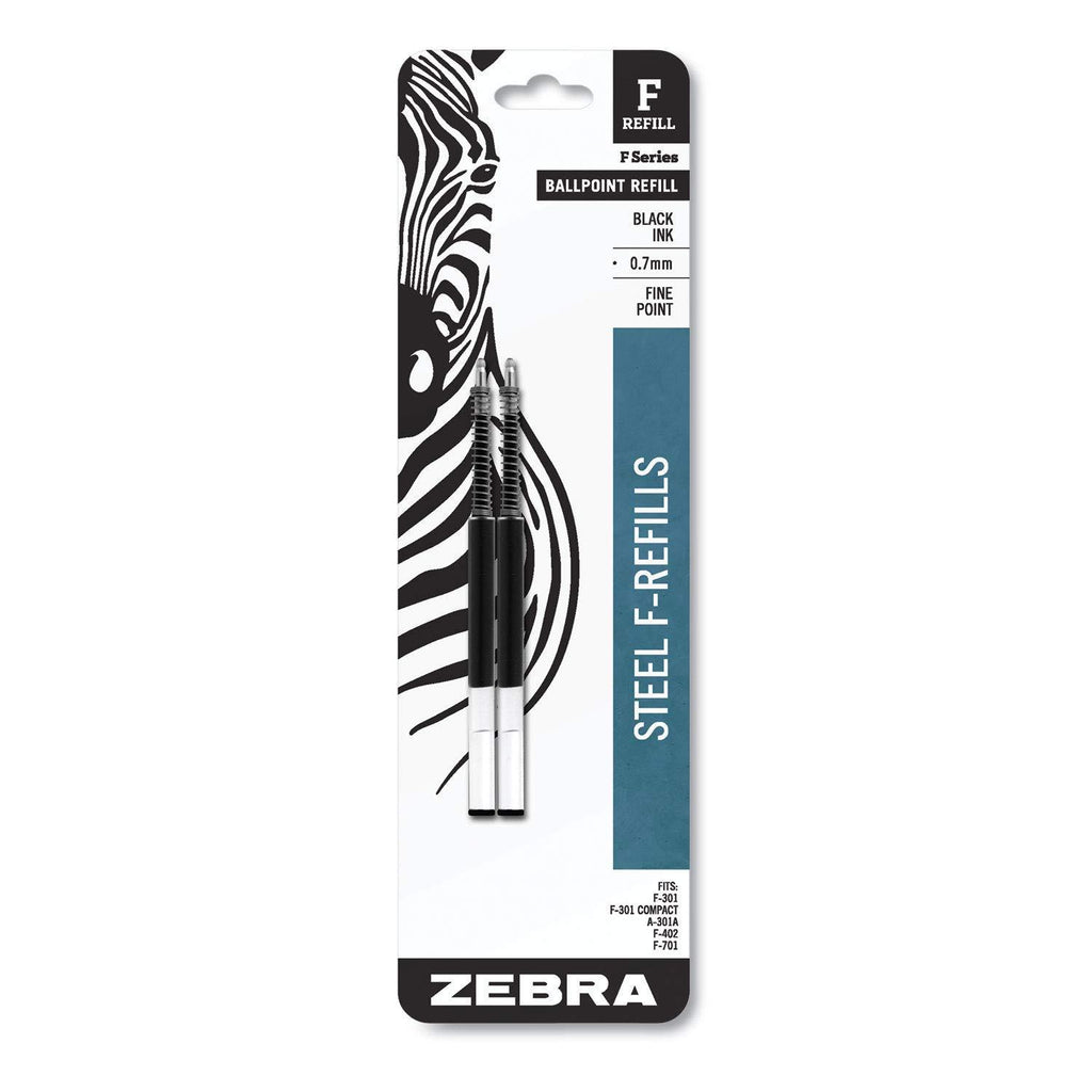 Zebra F301, F301 Ultra, F402, 301A, Spiral Ballpoint Pen Refills, 0.7mm, Fine Point, Black Ink, 2/Pack, Sold as 3 Packs, Total of 6