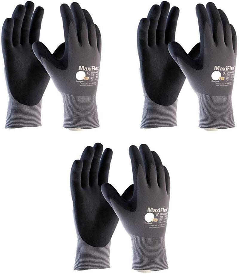 Maxiflex 34-874 Ultimate Nitrile Grip Work Gloves, Large, 3 Pair 1 Large (Pack of 3)