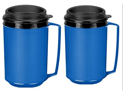 Two 12 oz Insulated Coffee Mugs like the Classic Aladdin Mugs by Thermo Serv (blue)