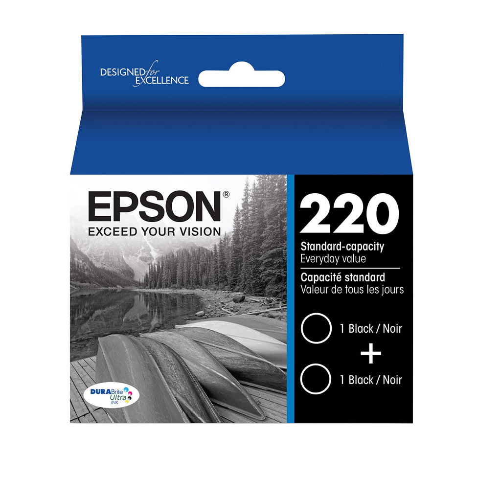 EPSON T220 DURABrite Ultra Ink Standard Capacity Black Dual Cartridge Pack (T220120-D2) for select Epson Expression and WorkForce Printers