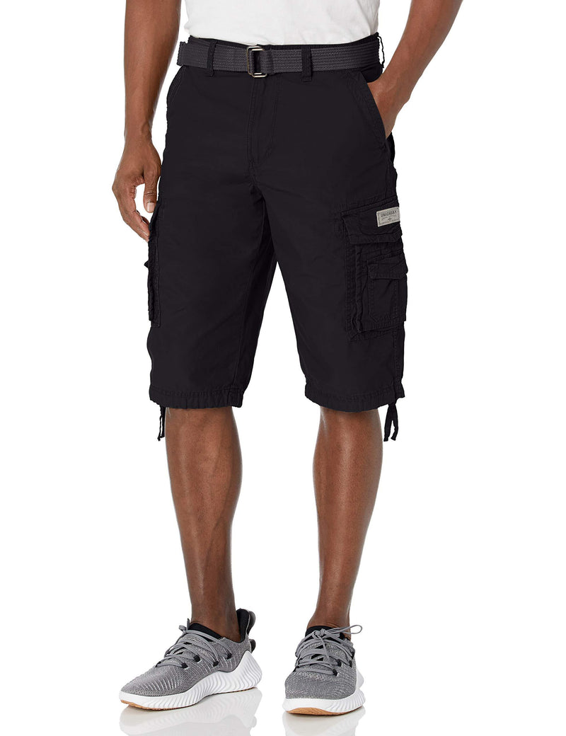 Unionbay Men's Cordova Belted Messenger Cargo Short - Reg and Big and Tall Sizes 30 Black
