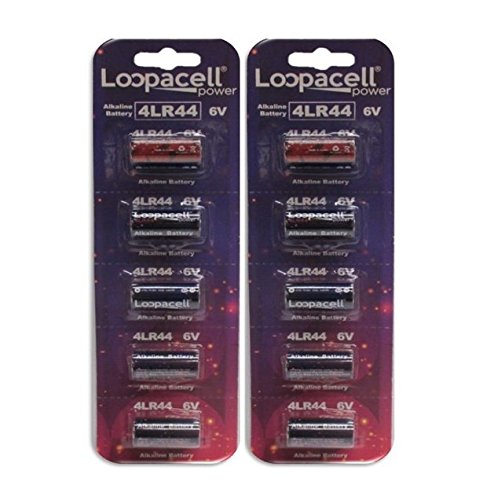 10 Pack 4LR44 / PX28A / L1325 / A544 / K28A / 476A 6V Alkaline Batteries for Dog Shock/Training Collars by Loopacell, 5 Count (Pack of 2)
