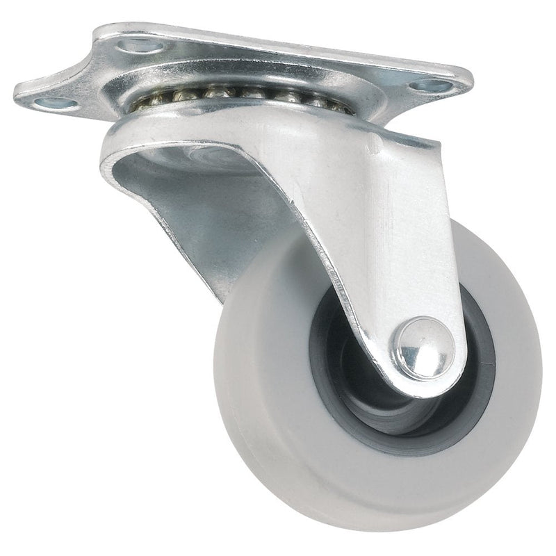 TPR Rubber Caster Wheel with Swiveling Top Plate - 2-Inch - 90 lb. Load Capacity - Non-Marking for Use in Hospitals, Food Service, & Other Institutional Applications 2 Inch Swivel Plate
