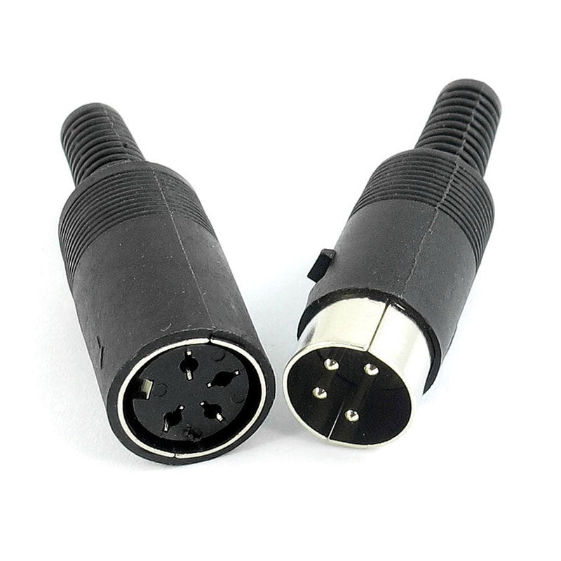 uxcell Pair Black Plastic Male + Female 4-Pin DIN Audio Adapter Connector 6mm