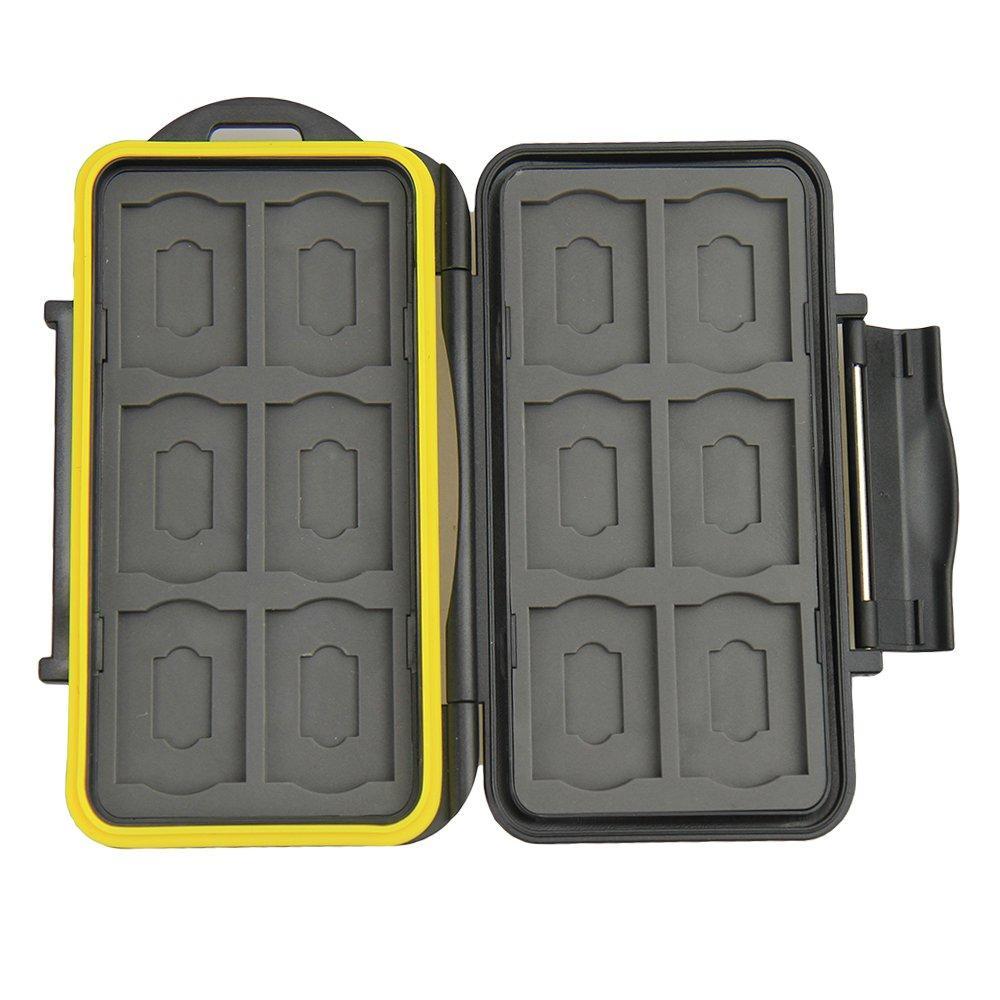 JJC MC-SDMSD24 Water-Resistant Holder Storage Memory Card Case for 12 SD Cards + 12 Micro SD Cards