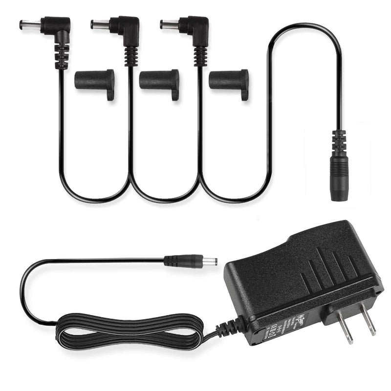 Mr.Power Guitar Effects Power Supply Adapter 9V DC 1A (1000mA) with Daisy Chain Cord Cable Free Insulated Cap (with 3 Way Cable) with 3 Way Cable