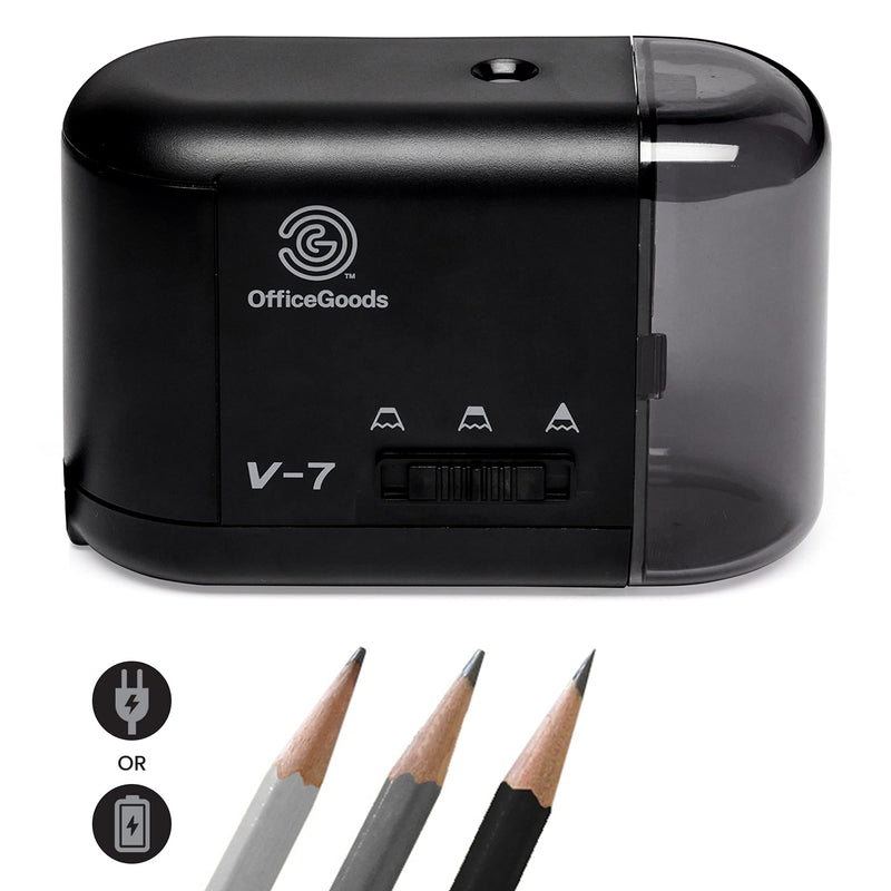 Electric Pencil Sharpener - Compact & Portable Heavy Duty for Colored Pencils, Artists, Office, School & Home - Battery & Electric Operated, Black