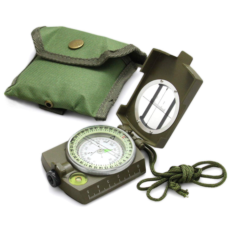 Eyeskey Tactical Survival Compass with Lanyard & Pouch | Waterproof & Impact Resistant | Lensatic Sighting Compass for Hiking EK1001 Green Compass