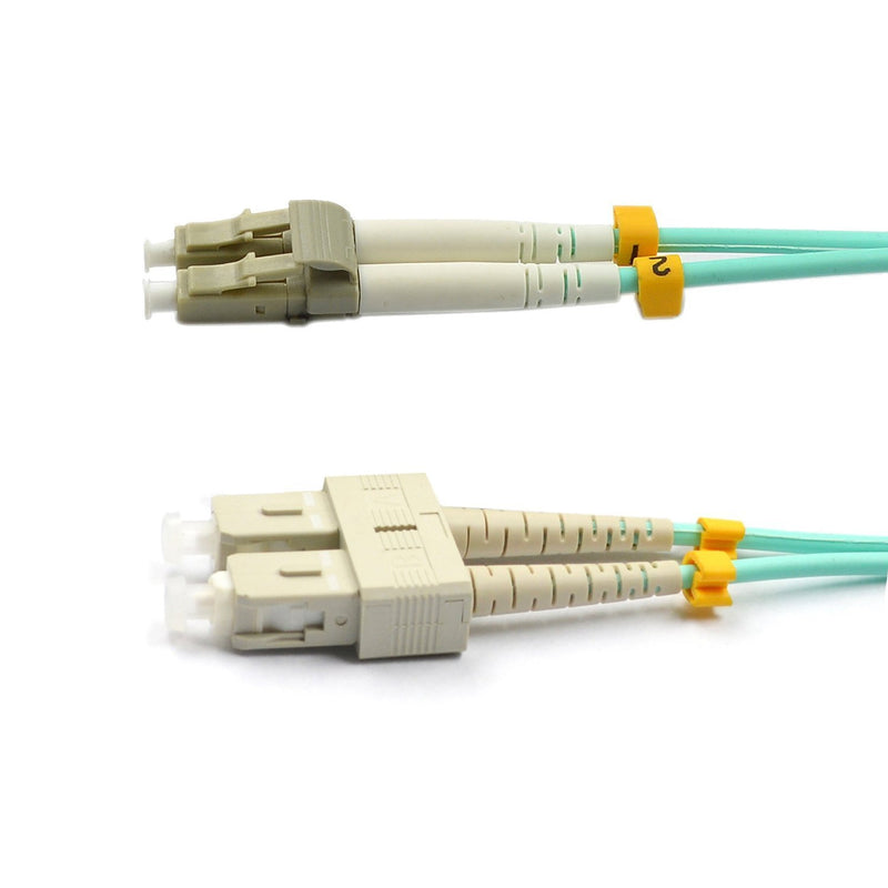 CableJoy LC-SC 10GB 50/125 OM3 Duplex Multimode PVC Fiber Optic Cable, Aqua (3 Meter) LC to SC 3 m