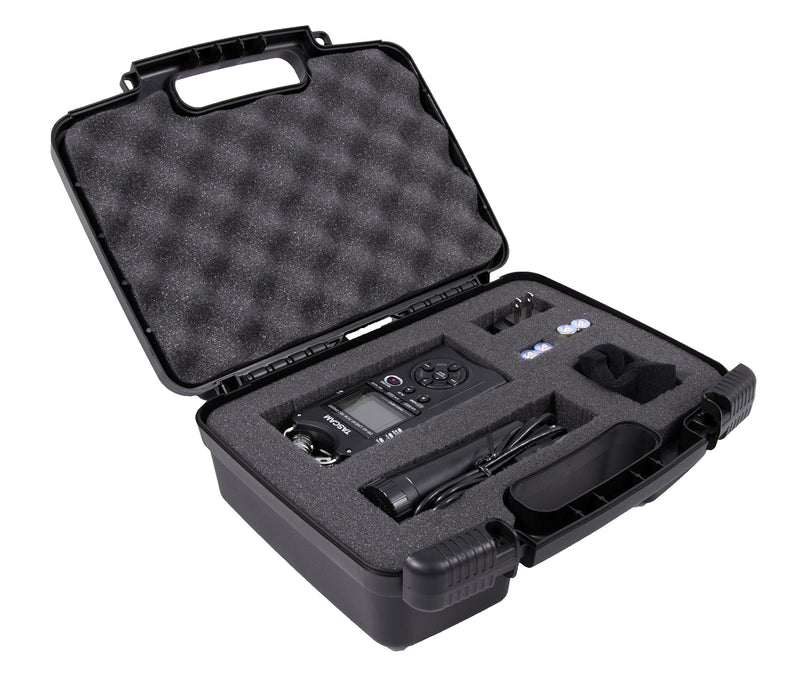 Casematix Portable Recorder Case Compatible with Tascam DR-05x Dr-40x 22L 100MK 100MKiii 44WL Recorder, Mini Tripod, Adapter, Mic Pop Windscreen and More