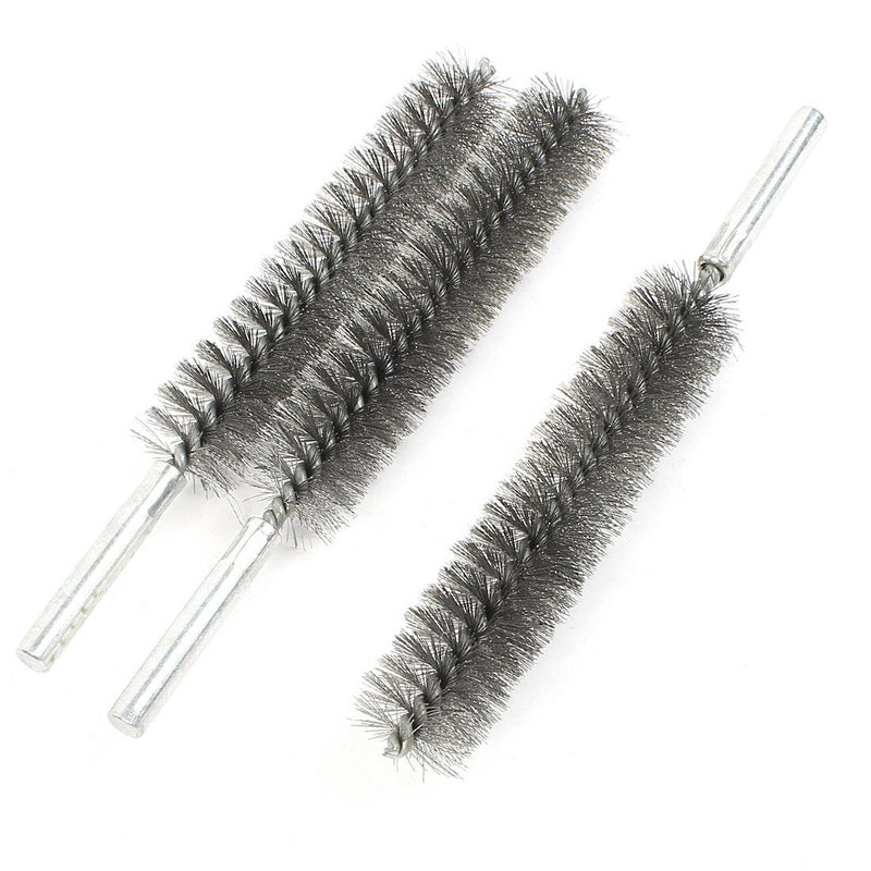 uxcell 17cm Long 25mm Diameter Stainless Steel Wire Tube Cleaning Brush 3 Pcs