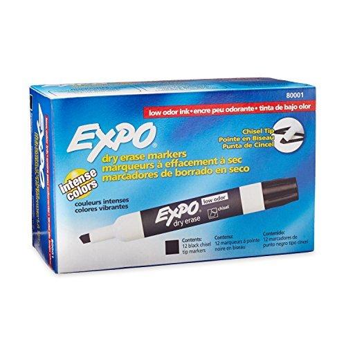 Expo Low Odor Chisel Tip Dry Erase Markers-Black-12 ct, 2 pk