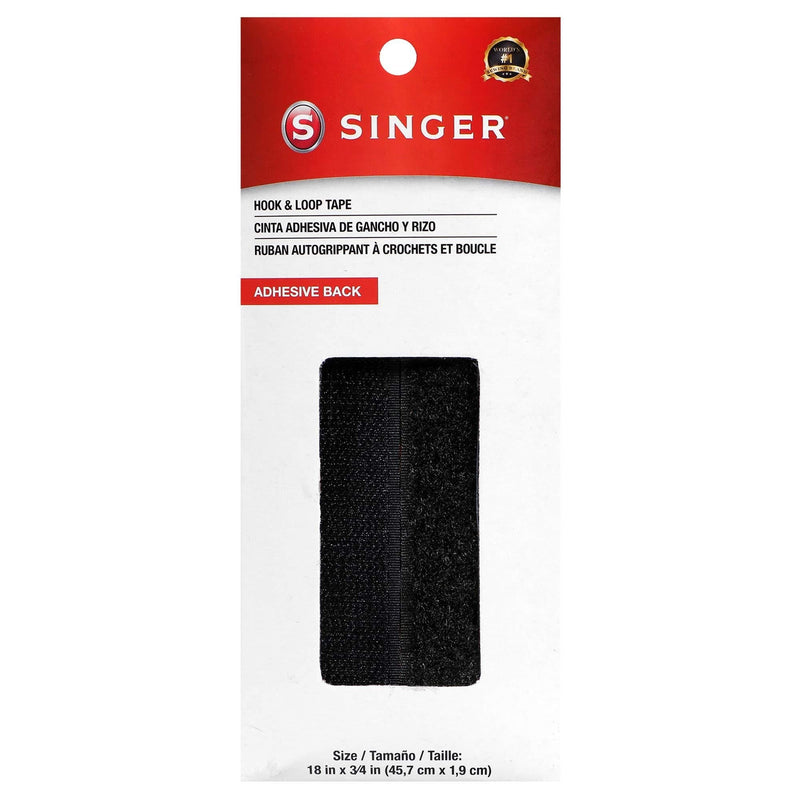 SINGER 00880 Hook and Loop Adhesive Back Tape, 3/4-Inch by 18-Inch, Black