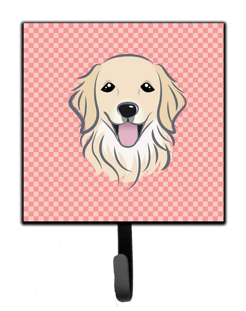 Caroline's Treasures BB1205SH4 Checkerboard Pink Golden Retriever Leash or Key Holder, 7Hx4.25W, Multicolor