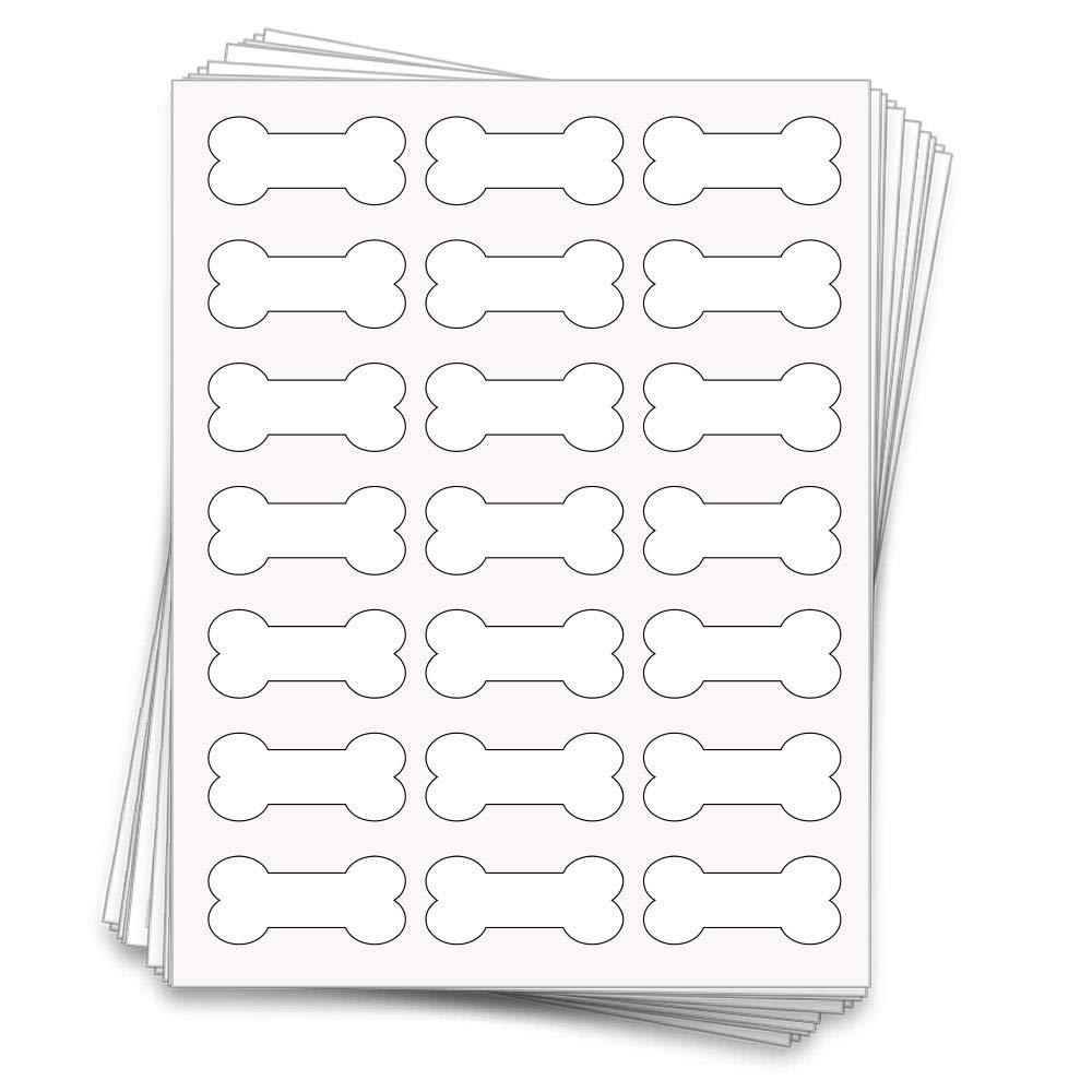 105 Printable Dog Bone Labels, 2.4" x 1.1" Inches, White