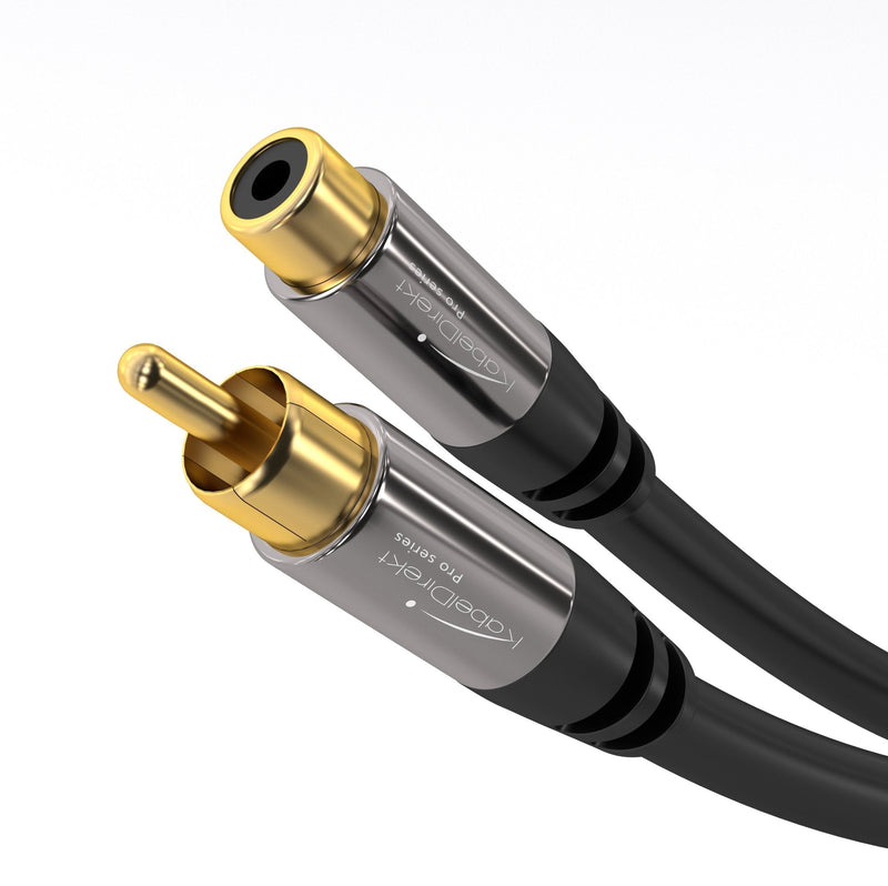 KabelDirekt â€“ 3ft Short â€“ RCA/Phono Extension Lead Cable, Audio/Digital/Video (Coax Cable, RCA/Phono Male to Female, for subs/amps/Hi-Fis, Analog/Digital Audio or Composite Video, 75 ohm, Black) 3 Feet