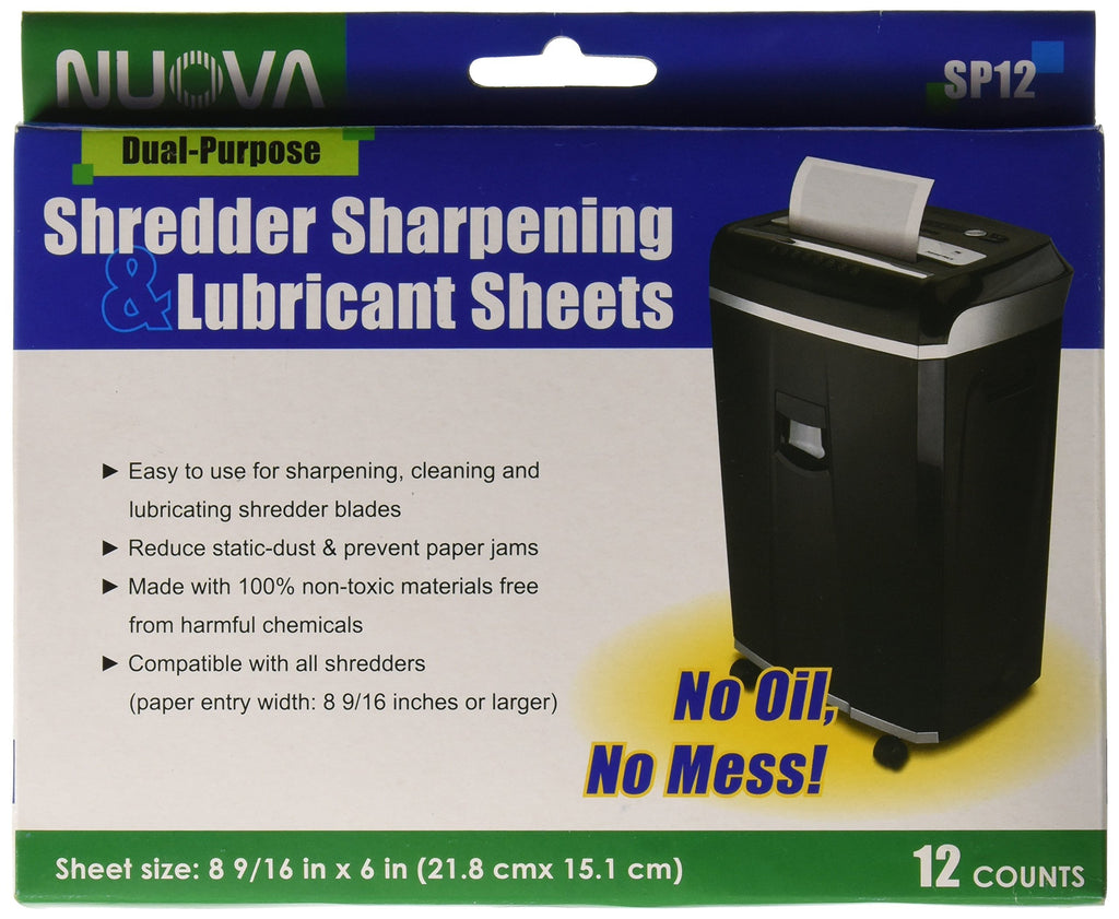 Nuova SP12 Shredder Sharpening & Lubricant Sheets, 12 Count 12-count