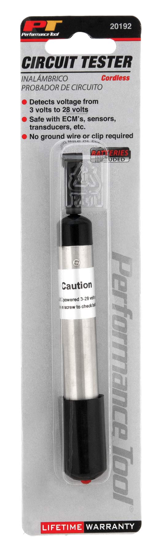 Performance Tool 20192 Cordless Circuit Tester (3 to 28 Volt) Safe with ECM's, Sensors, Transducers and More