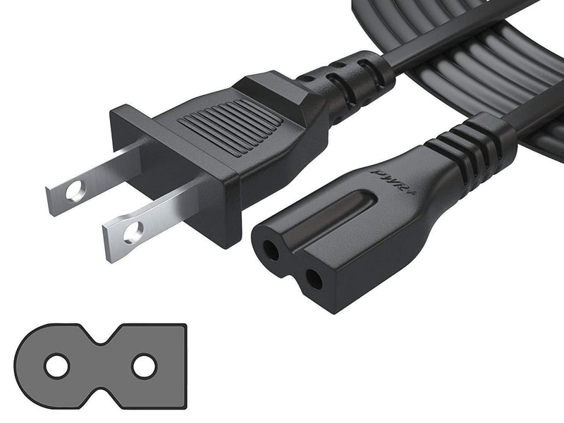 Pwr Extra Long 12 Ft 2 Prong Polarized-Power-Cord for Vizio-LED-TV Smart-HDTV E-M-Series and Others 2 Slot Adapter-AC-Wall-Cable: IEC-60320 IEC320 C7 to NEMA 1-15P