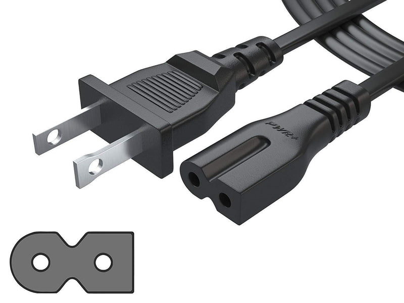 Pwr+ Polarized Long 6 Ft 2 Prong Slot Ac Power Cord - Arris Router Modem Vizio Sharp Sanyo Emerson TV Sony Playstation 1 2 PS1 PS2 Bose Companion 3 5 Speaker Audio Solo 15 II TV Sound Bar