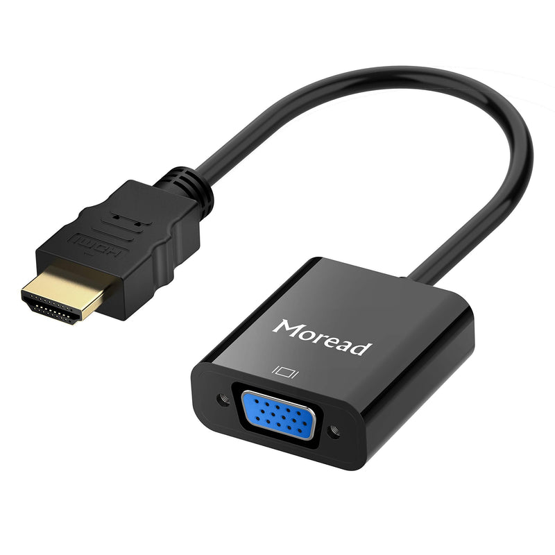 Moread HDMI to VGA, Gold-Plated HDMI to VGA Adapter (Male to Female) for Computer, Desktop, Laptop, PC, Monitor, Projector, HDTV, Chromebook, Raspberry Pi, Roku, Xbox and More - Black 1