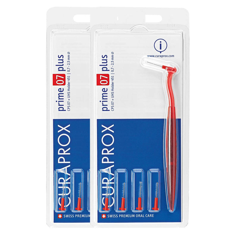 Curaprox Swiss Interdental Prime Plus CPS 07 Holder w/ 5 Brushes 0.7-2.5mm