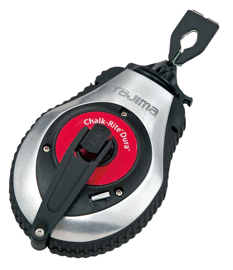 TAJIMA Chalk Box - Chalk-Rite Dura Snap-Line with Extra Bold 1mm Chalk Line & Integrated Handle Release - CR401S Aluminum