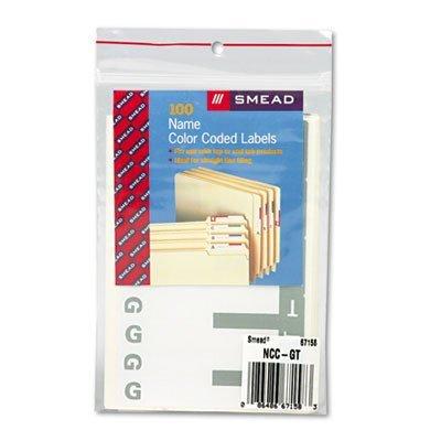 Alpha-Z Color-Coded First Letter Name Labels, A & N, Red, 100/Pack [Set of 2] Label/Color: G & T, Gray