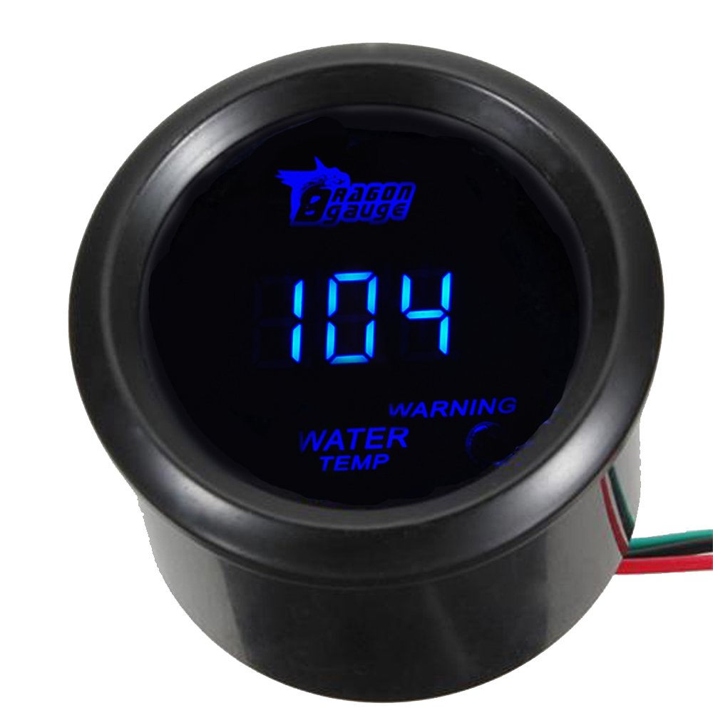 ESUPPORT Car 2" 52mm Digital Water Temp Gauge Blue LED Fahrenheit F Water Temp F Gauge