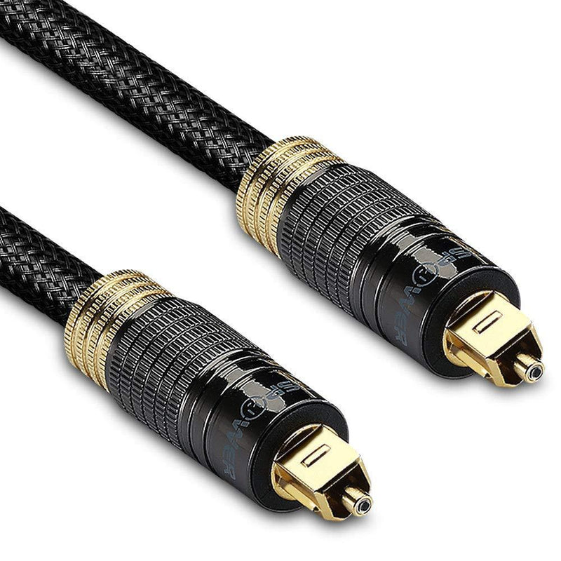 FosPower (3 Feet) 24K Gold Plated Toslink Digital Optical Audio Cable (S/PDIF) - [Zero RFI & EMI Interference] Metal Connectors & Ultra Durable Nylon Braided Jacket 03 FT / 91 CM