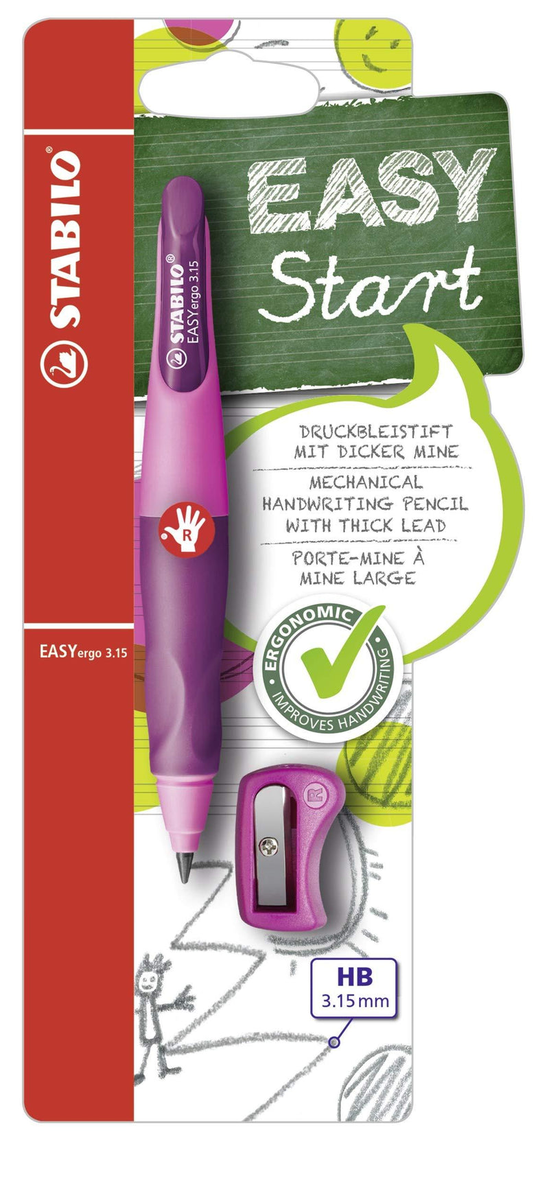 Stabilo Easyergo 3.15 Mechanical Pencil Right Handed Pink/Lilac , Multicolored