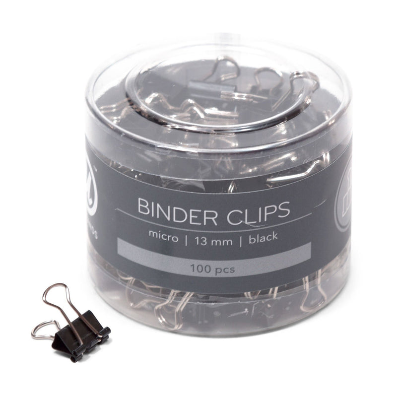 U Brands Binder Clips, Micro 1/2-Inch Width, 1/5-Inch Paper Holding Capacity, Black and Silver Steel, 100-Count - 650U08-24 Micro 100 Count