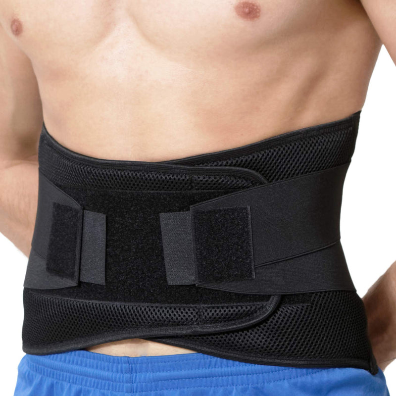 NeoTech Care Adjustable Compression Back Brace Lumbar Support Belt, Black, Size L Large (Pack of 1)