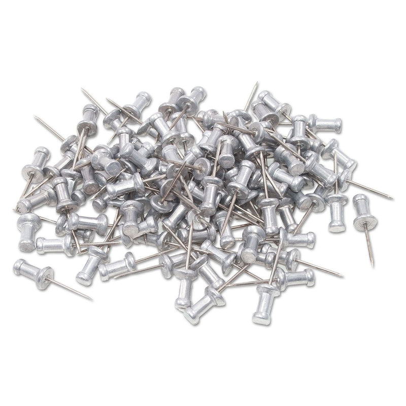 Aluminum Head Push Pins, Steel 5/8" Point, Silver, 100 per Box [Set of 2] 1