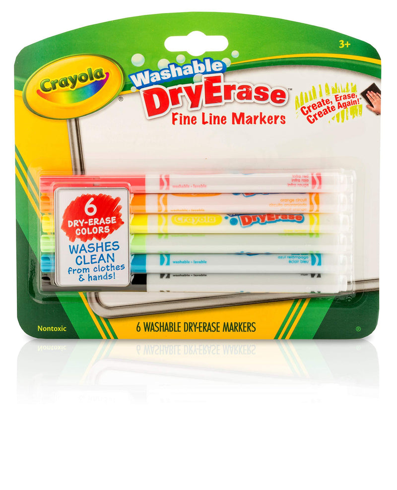 Crayola Dry Erase Markers, Fine Line, Classroom & School Supplies Assorted, 6 Pack