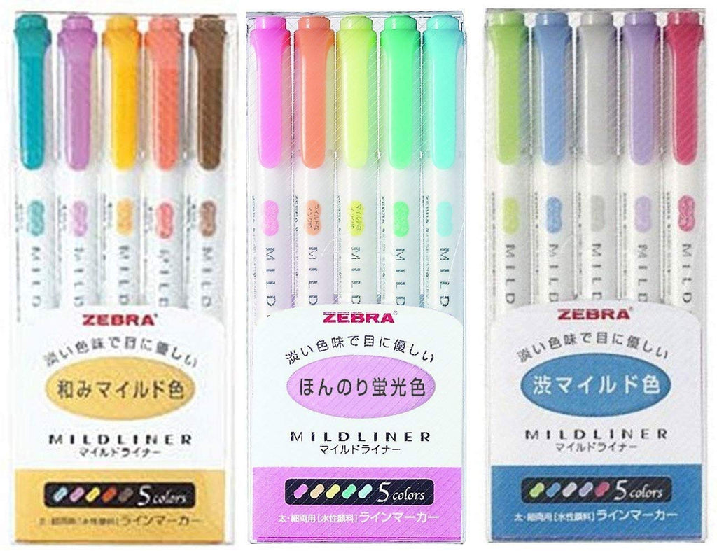 Zebra Mildliner Soft Color Double-Sided Highlighter Pens Deep, Warm & Cool (3 Pack Sale) 3 Pack