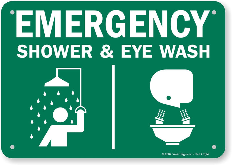 SmartSign - S-4224-PL-10 "Emergency Shower & Eye Wash" Sign | 7" x 10" Plastic Green