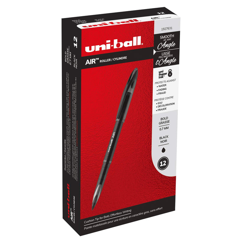 uni-ball AIR Rollerball Pens, Fine Point (0.7mm), Black, 12 Count (1927631) Medium Point