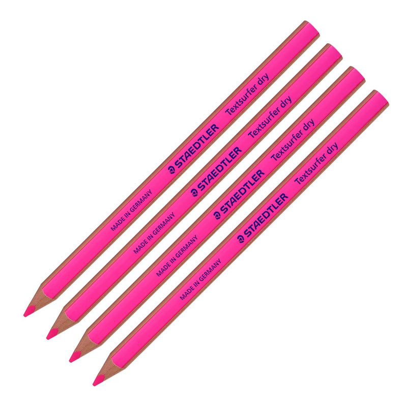 Staedtler Textsurfer Dry Highlighter Pencil 128 64 Drawing for Writing Sketching Inkjet,paper,copy,fax(pack of 4) (Pink 4 Pencils)