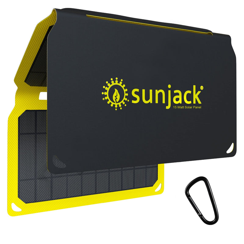 SunJack 15 Watt Foldable ETFE Monocrystalline Solar Panel Charger with USB for Cell Phones, Tablets and Portable for Backpacking, Camping, Hiking and More