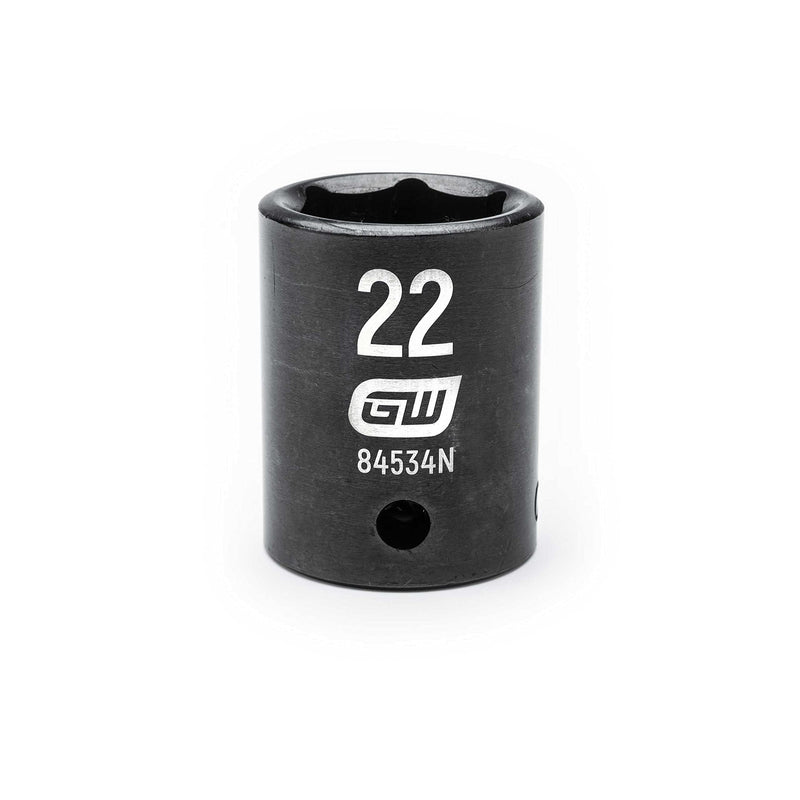 GEARWRENCH 1/2" Drive Standard Impact Metric Socket 22mm, 6 Point - 84534N