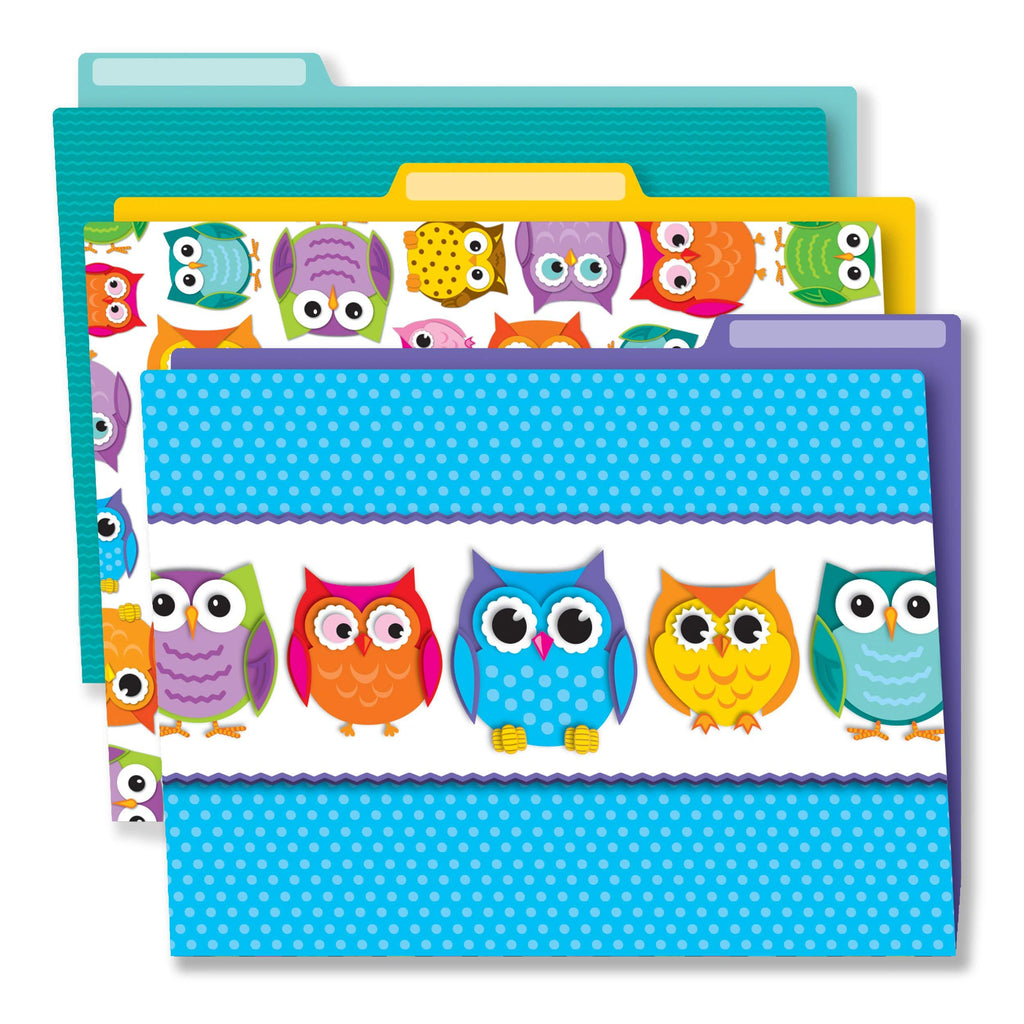 Carson Dellosa Owl Decorative File Folder Set—11.75" x 9.5" Colored File Folders for Filing Cabinet, for Office or Classroom File Organization (6-Pack) Colorful Owls