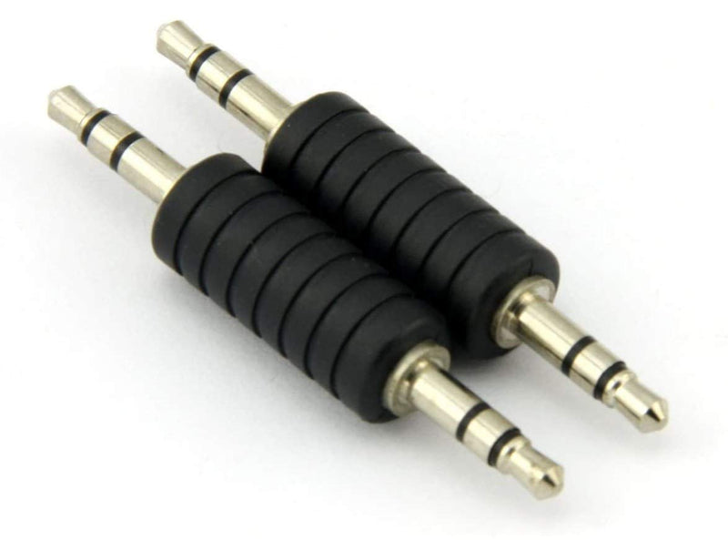 Ruiling 2pcs 3.5mm Jack to 3.5mm Audio Male Adapter Connectors.(Plastic and Metal Black)